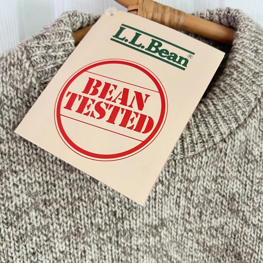 Vtg 80's LL Bean Ragg Sweater Sz L Womens NWT Deadstock Made in USA Beige Marled - Picture 11 of 16